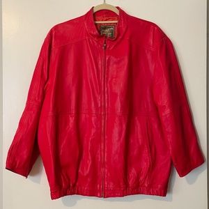 Vera Pelle Vintage Italian Red Leather Jacket - Size 52